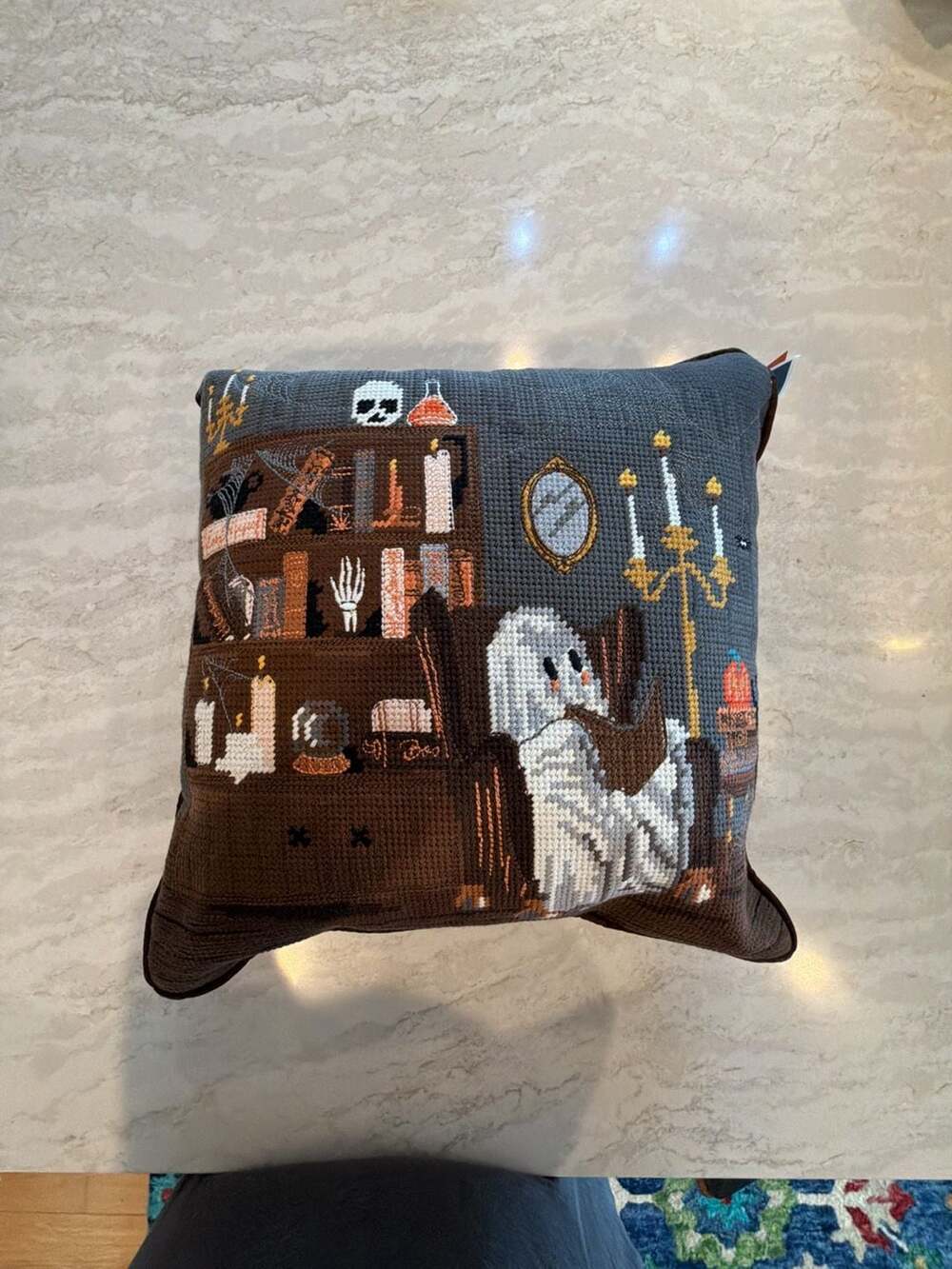 Halloween Ghost Library Decorative Pillow 14x14